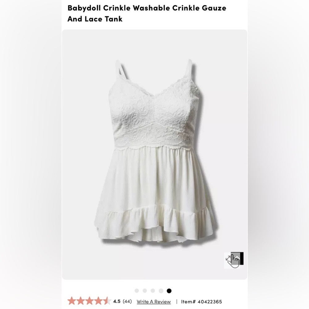Babydoll Crinkle Washable Crinkle Gauze And Lace Tank